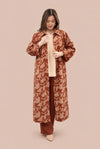 Cream & Brown Pattern Cotton Abbaya
