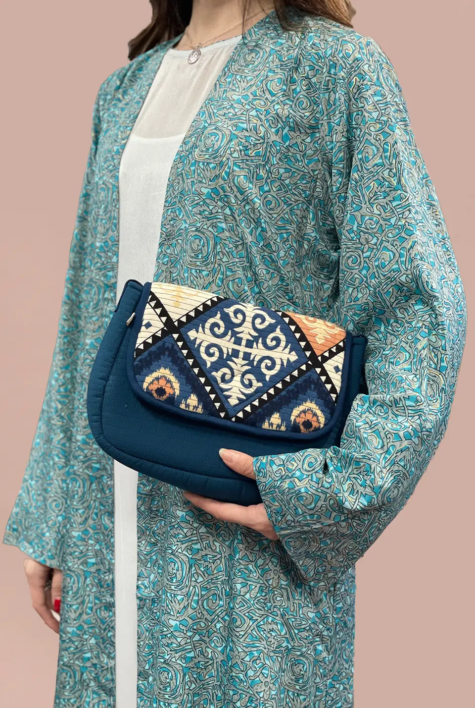 Dark Blue Cotton Handbag