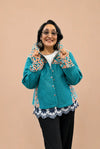 Turquoise Quilted Short Jacket