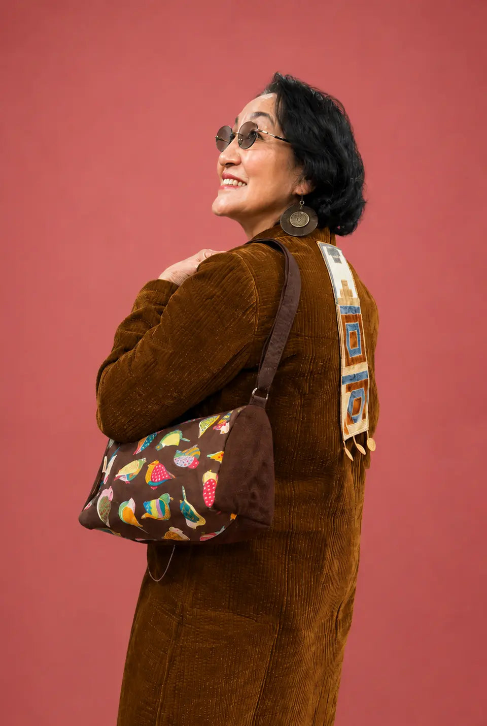 Brown Quilted Medium Long Jacket