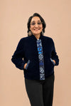 Navy Blue Quilted Bomber Jacket