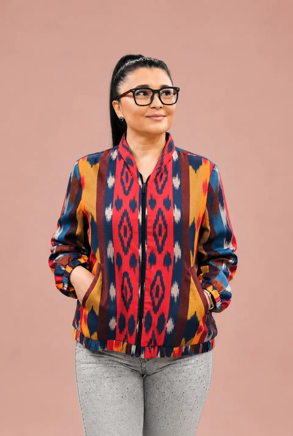 Multicolored Ikat Stripe Cotton Shirt