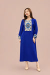 Blue Georgette Dress with Ikat Accents