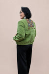 Green Quilted Bomber Jacket