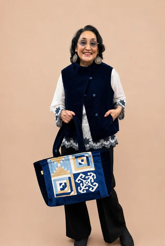Navy Blue Quilted Vest Jacket
