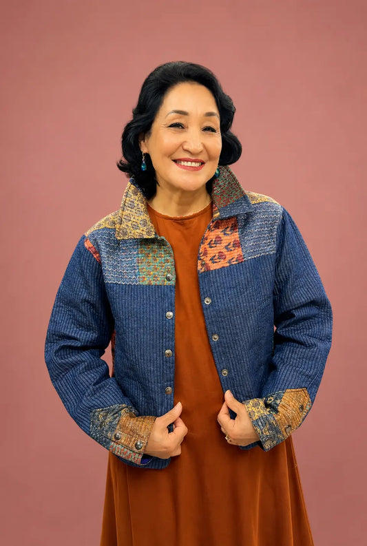 Slate Blue Quilted Short Jacket