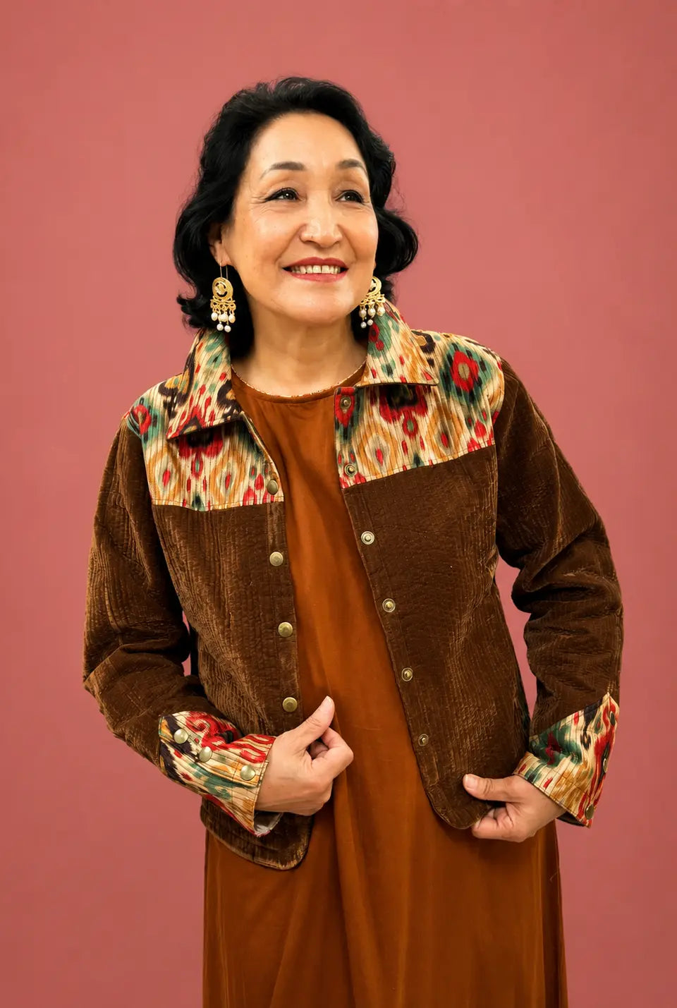 Brown Quilted Short Jacket