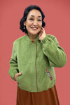 Lime Green Quilted Bomber Jacket