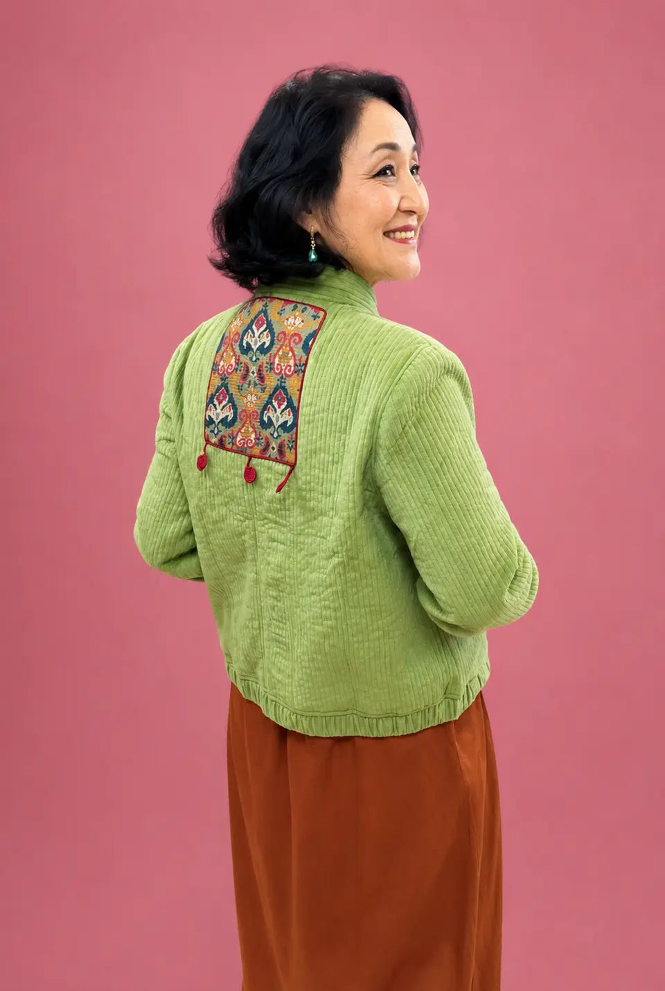 Lime Green Quilted Bomber Jacket