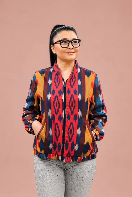 Multicolored Ikat Stripe Cotton Shirt